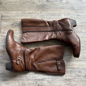 Cobb Hill Knee High Boots Women's 9.5 Brown Heel Buckle Tall Ashlyn 1.5" Heel